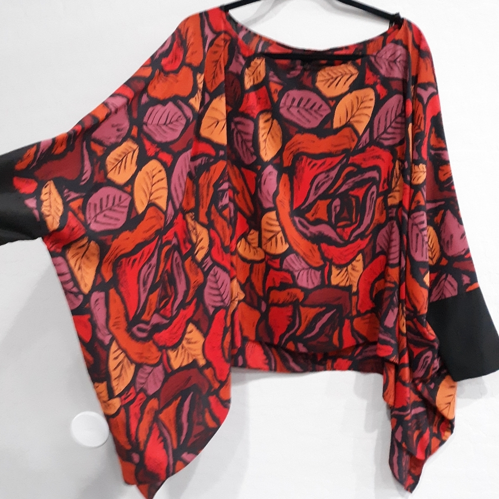 Rachel Zoe Silk Floral Shawl Tunic sz 8
